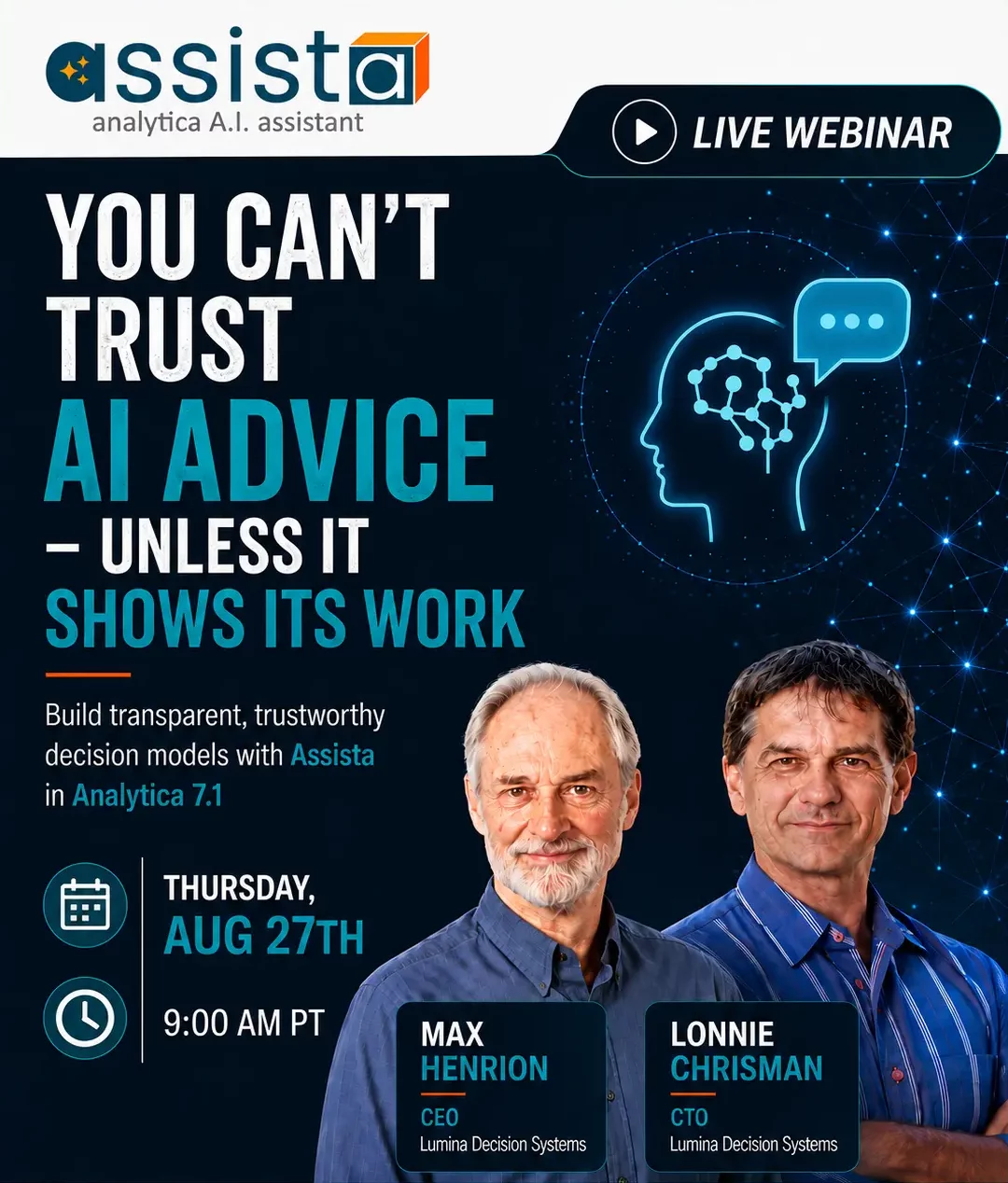 From AI Advice to AI-Assisted Decision Models — webinar with Max Henrion and Lonnie Chrisman