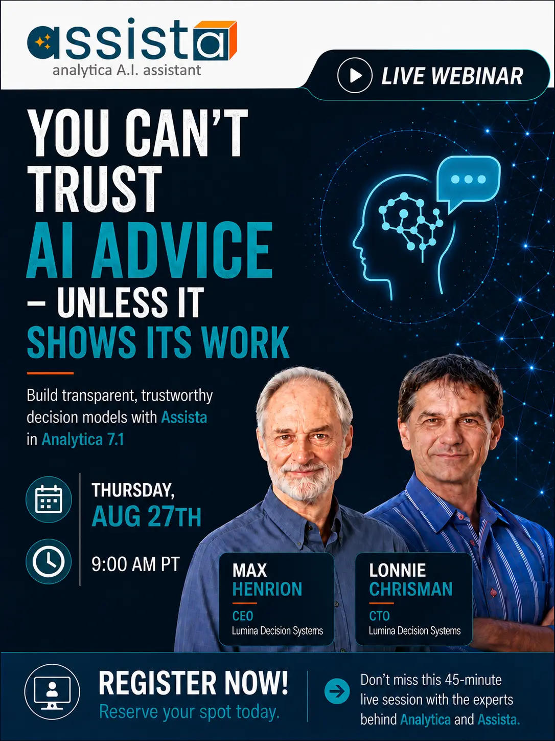 From AI Advice to AI-Assisted Decision Models — webinar with Max Henrion and Lonnie Chrisman